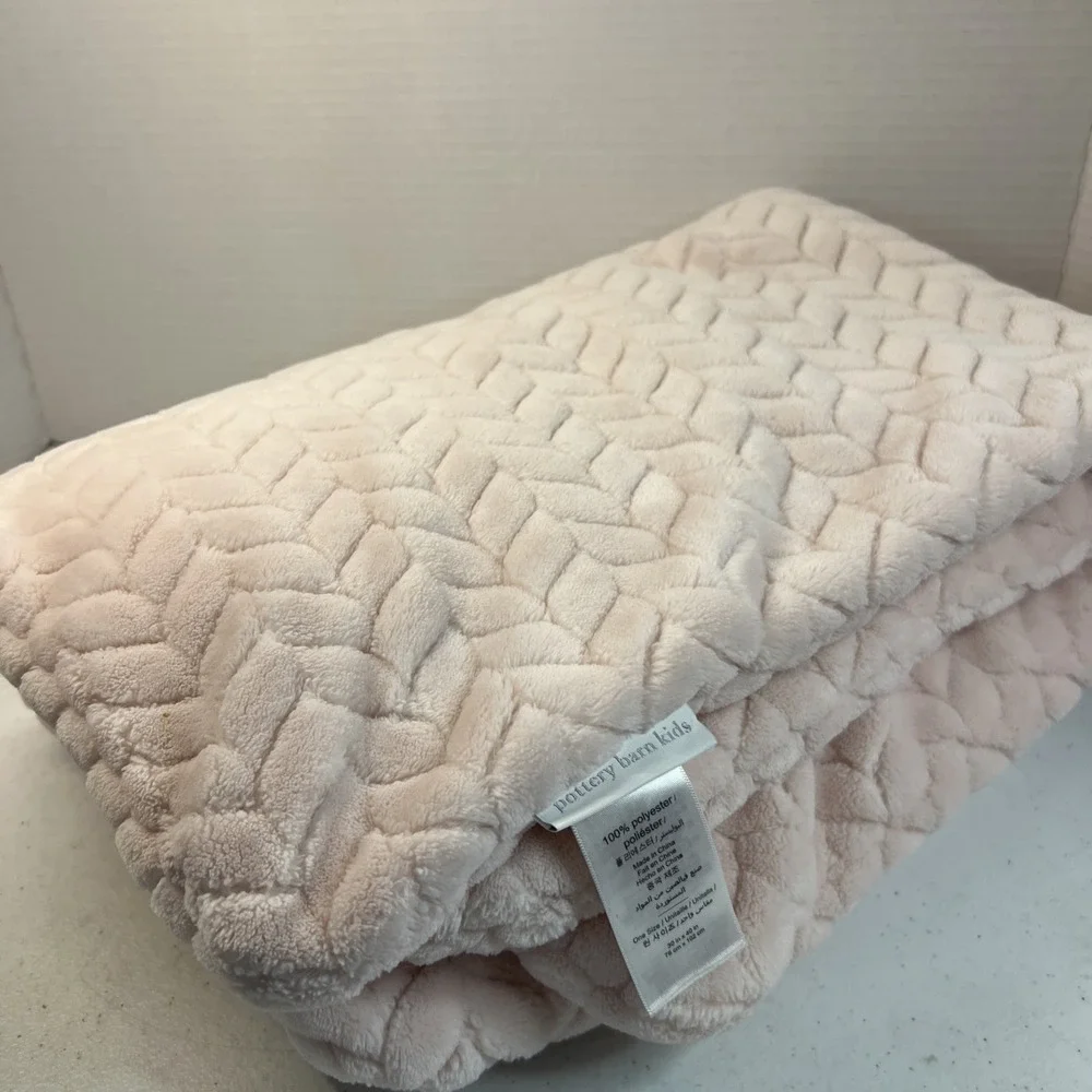 Pottery Barn Kids Throw Blanket Baby Lovey Security Thick Plush Light Pink 30x40